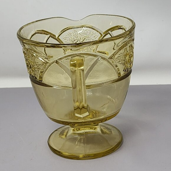 Vintage Yellow Depression Glass Creamer & Sugar Set - Picture 5 of 15